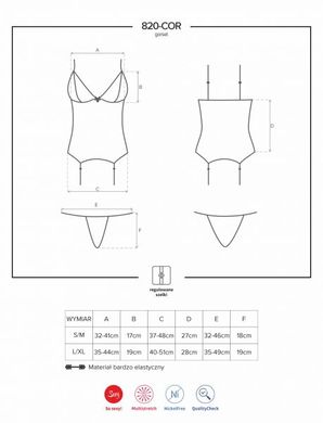 Корсет Obsessive 820-COR-1 corset & panties L/XL