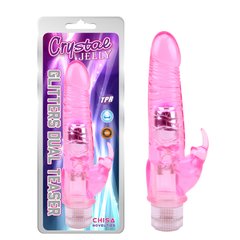 Двойной вибратор CHISA Novelties Jelly Glitters Dual Teaser, Розовый