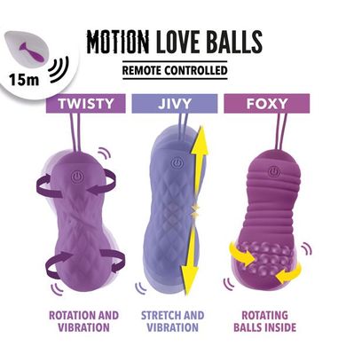 Вагінальні кульки з масажем і вібрацією FeelzToys Motion Love Balls Jivy з пультом ДУ, 7 режимів