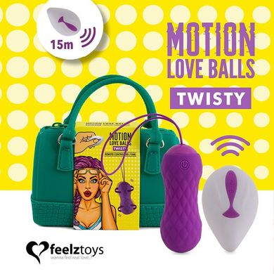 Вагінальні кульки з масажем і вібрацією FeelzToys Motion Love Balls Twisty з пультом ДУ, 7 режимів