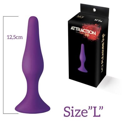 Анальна пробка на присоску MAI Attraction Toys №34 Purple, довжина 12,5см, діаметр 3,2см