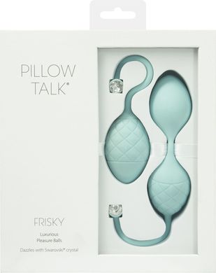 Роскошные вагинальные шарики PILLOW TALK - Frisky Teal с кристаллом Сваровски
